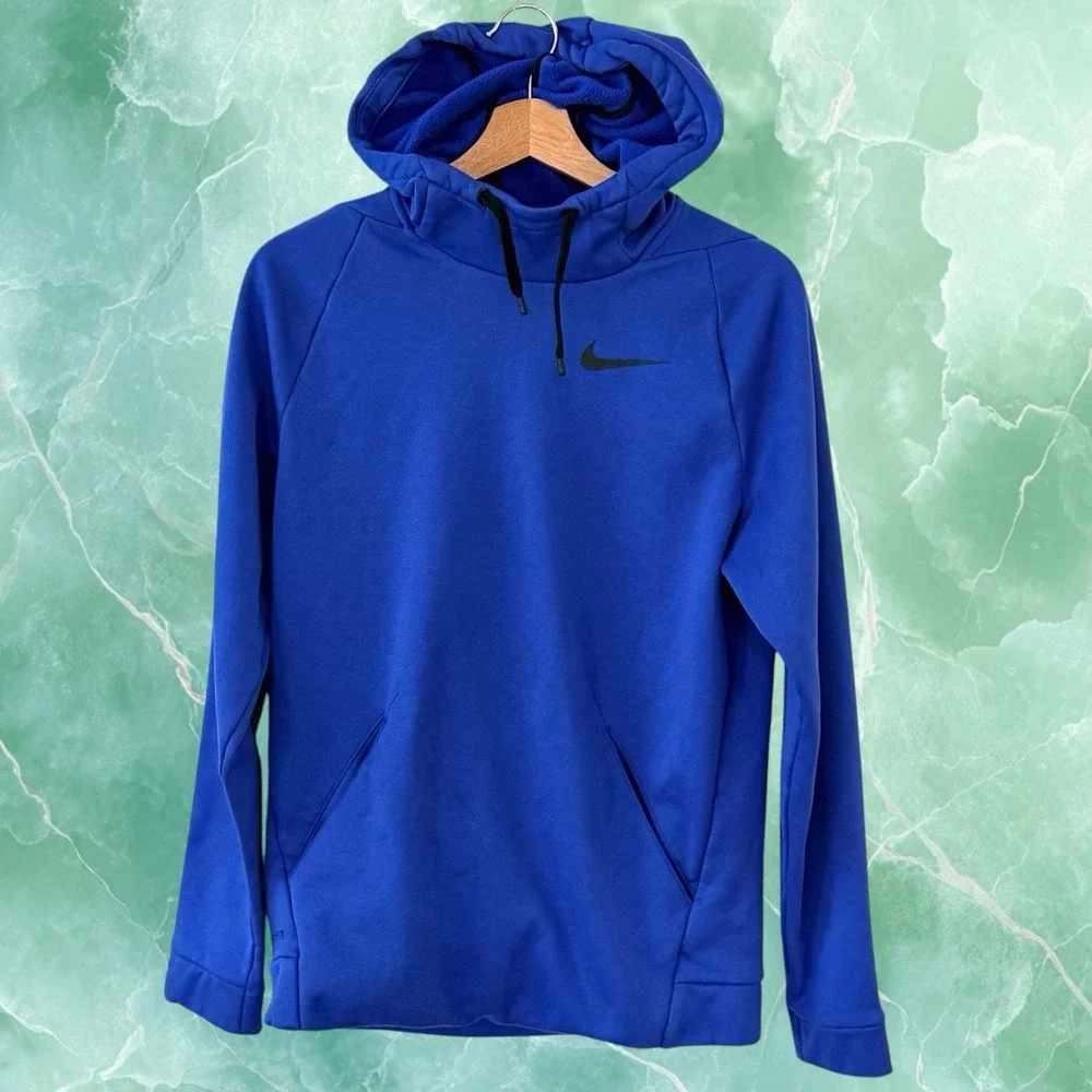 Nike Dri-FIT Therma Blue Pullover Hoodie Women's Small Athletic Sweatshirt